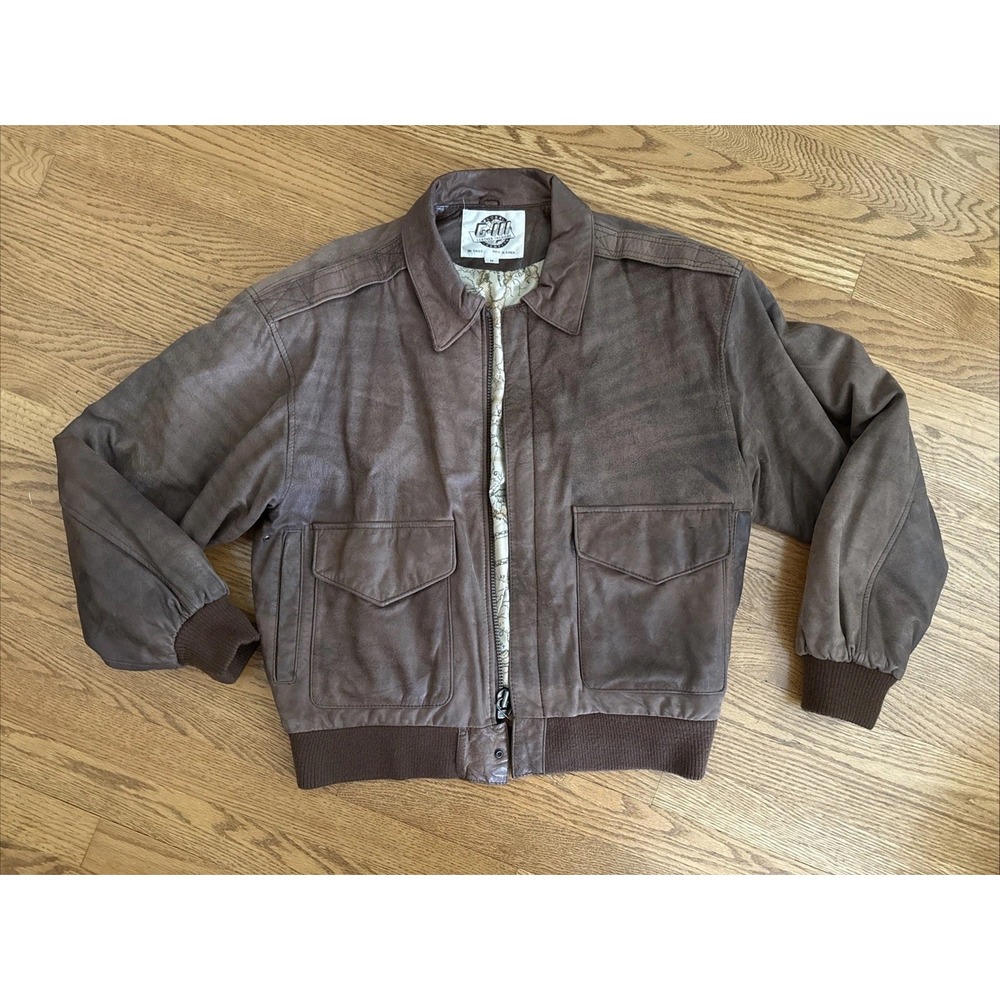 Vintage GIII A-2 Leather Bomber Flight Jacket Vintage Brown Global Identity M